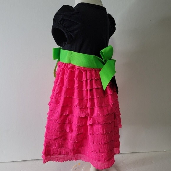 Bonnie Baby Christmas Party Dress Size 12 months black pink green - Picture 3 of 7